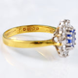 Ellibelle Jewellery Vintage 1989 Ceylon Sapphire & Diamond 18ct Gold Cluster Engagement Ring