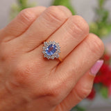 Ellibelle Jewellery Vintage 1989 Ceylon Sapphire & Diamond 18ct Gold Cluster Ring (1.37cts)