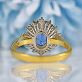 Ellibelle Jewellery Vintage 1989 Ceylon Sapphire & Diamond 18ct Gold Cluster Ring (1.37cts)