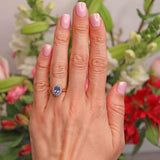 Ellibelle Jewellery Vintage 1989 Ceylon Sapphire & Diamond 18ct Gold Cluster Ring