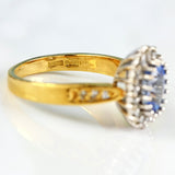 Ellibelle Jewellery Vintage 1989 Ceylon Sapphire & Diamond 18ct Gold Cluster Ring