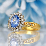 Ellibelle Jewellery Vintage 1989 Ceylon Sapphire & Diamond 18ct Gold Cluster Ring