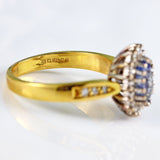 Ellibelle Jewellery Vintage 1989 Ceylon Sapphire & Diamond 18ct Gold Cluster Ring