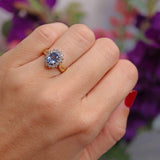 Ellibelle Jewellery Vintage 1989 Ceylon Sapphire & Diamond 18ct Gold Cluster Ring