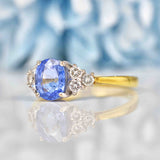 Ellibelle Jewellery Vintage 1989 Ceylon Sapphire & Diamond 18ct Gold Ring