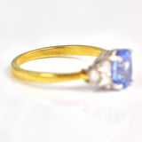 Ellibelle Jewellery Vintage 1989 Ceylon Sapphire & Diamond 18ct Gold Ring