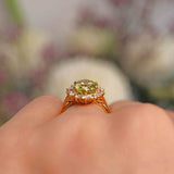 Ellibelle Jewellery Vintage 1989 Chrysoberyl & Diamond 18ct Gold Cluster Ring by Alabaster and Wilson