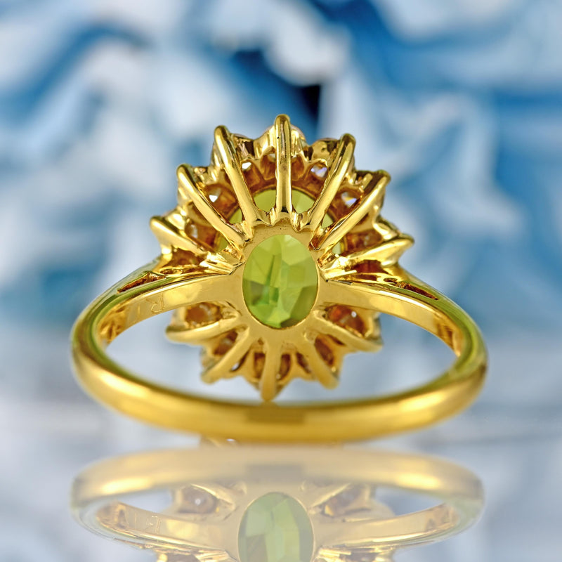 Ellibelle Jewellery Vintage 1989 Chrysoberyl & Diamond 18ct Gold Cluster Ring by Alabaster and Wilson