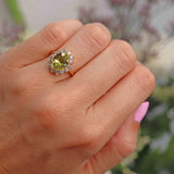 Ellibelle Jewellery Vintage 1989 Chrysoberyl & Diamond 18ct Gold Cluster Ring by Alabaster and Wilson