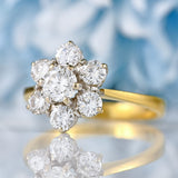 Ellibelle Jewellery Vintage 1989 Diamond 18ct Gold Daisy Cluster Ring (1.32cts)
