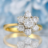 Ellibelle Jewellery Vintage 1989 Diamond 18ct Gold Daisy Cluster Ring (1.32cts)