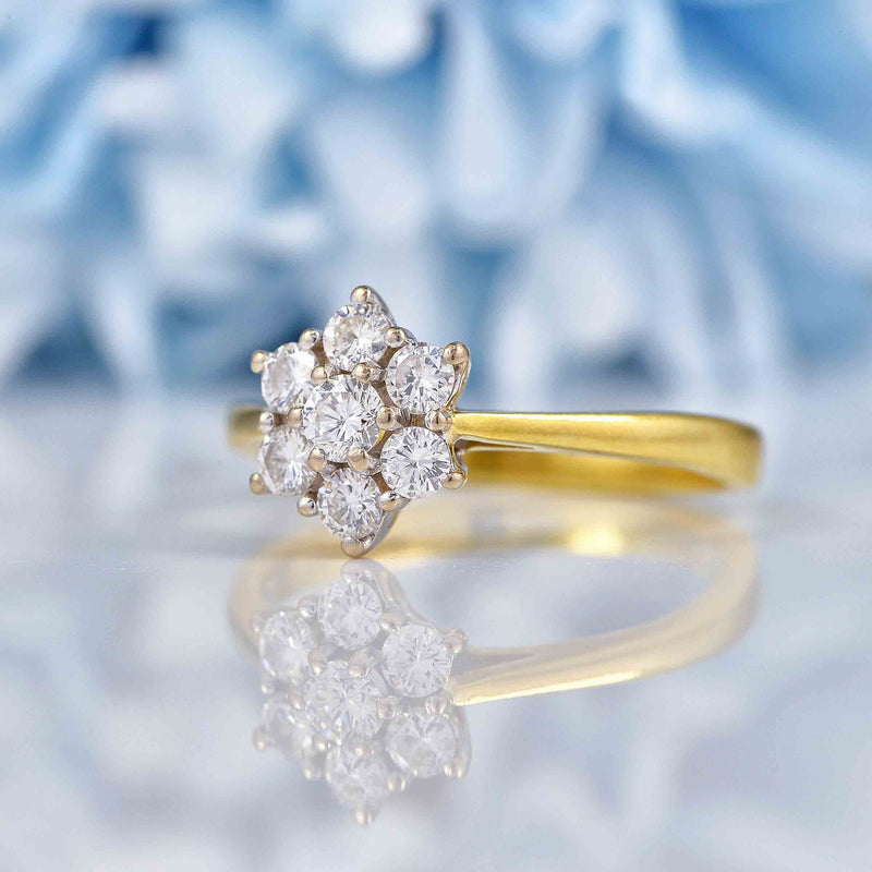Ellibelle Jewellery Vintage 1989 Diamond 18ct Gold Daisy Cluster Ring