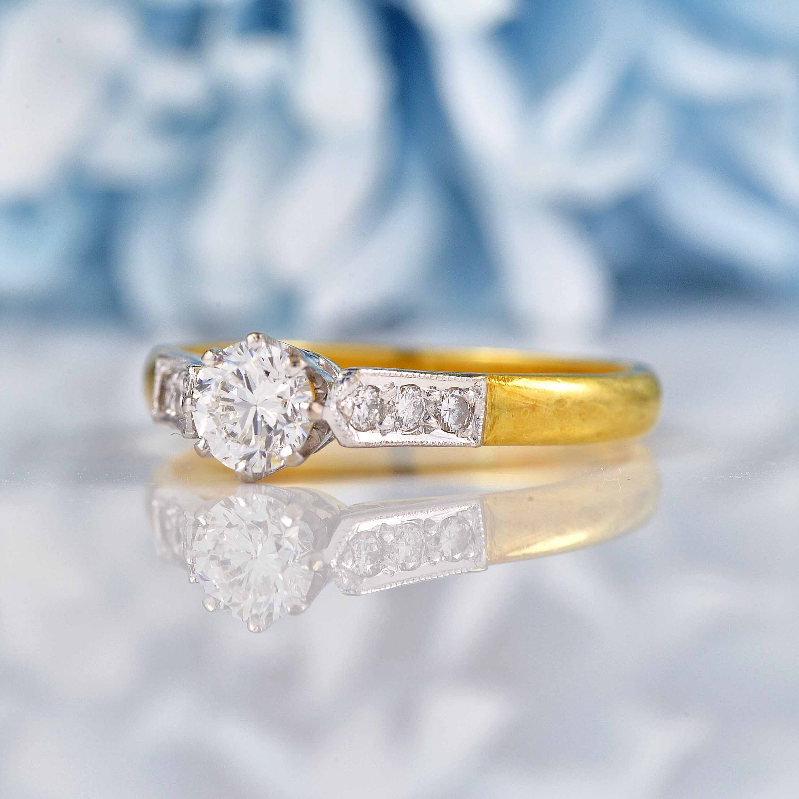 Ellibelle Jewellery Vintage 1989 Diamond 18ct Gold Solitaire Engagement Ring (0.42cts)