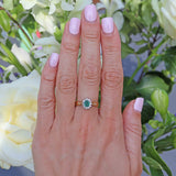 Ellibelle Jewellery Vintage 1989 Emerald & Diamond 18ct Gold Cluster Ring