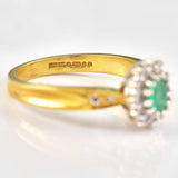 Ellibelle Jewellery Vintage 1989 Emerald & Diamond 18ct Gold Cluster Ring