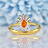 Ellibelle Jewellery Vintage 1989 Fire Opal & Diamond 18ct Gold Cluster Ring