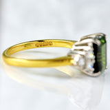Ellibelle Jewellery Vintage 1989 Green Tourmaline & Diamond 18ct Gold Ring