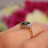 Ellibelle Jewellery Vintage 1989 Green Tourmaline & Diamond 18ct Gold Ring
