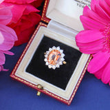 Ellibelle Jewellery Vintage 1989 Imperial Topaz & Diamond 18ct Gold Cluster Ring (4.30cts)