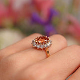 Ellibelle Jewellery Vintage 1989 Imperial Topaz & Diamond 18ct Gold Cluster Ring (4.30cts)