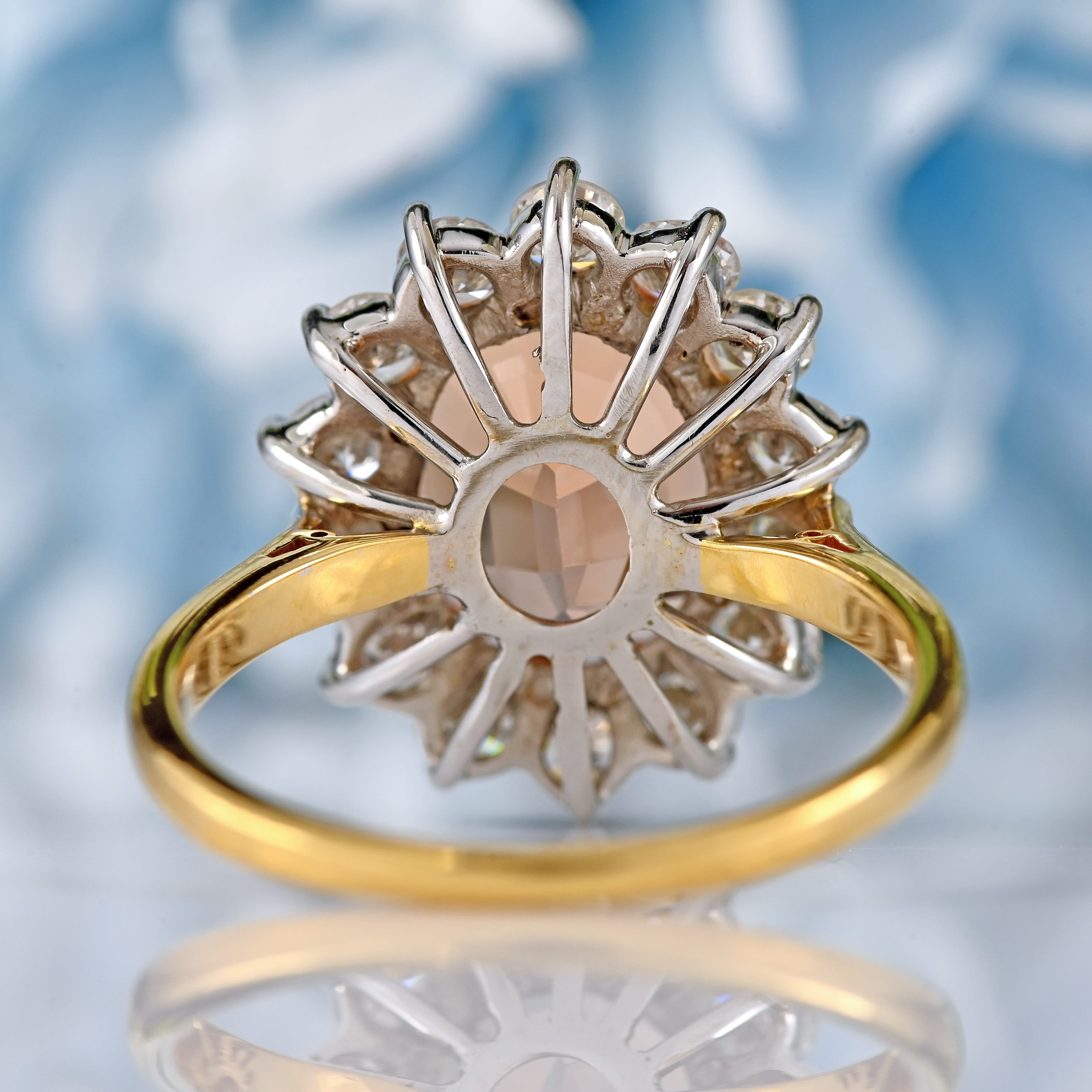 Ellibelle Jewellery Vintage 1989 Imperial Topaz & Diamond 18ct Gold Cluster Ring (4.30cts)