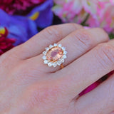 Ellibelle Jewellery Vintage 1989 Imperial Topaz & Diamond 18ct Gold Cluster Ring (4.30cts)