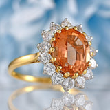 Ellibelle Jewellery Vintage 1989 Imperial Topaz & Diamond 18ct Gold Cluster Ring (4.30cts)