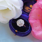 Ellibelle Jewellery Vintage 1989 Old-Mine-Cut Diamond 18ct Gold Cluster Ring (1.13cts)