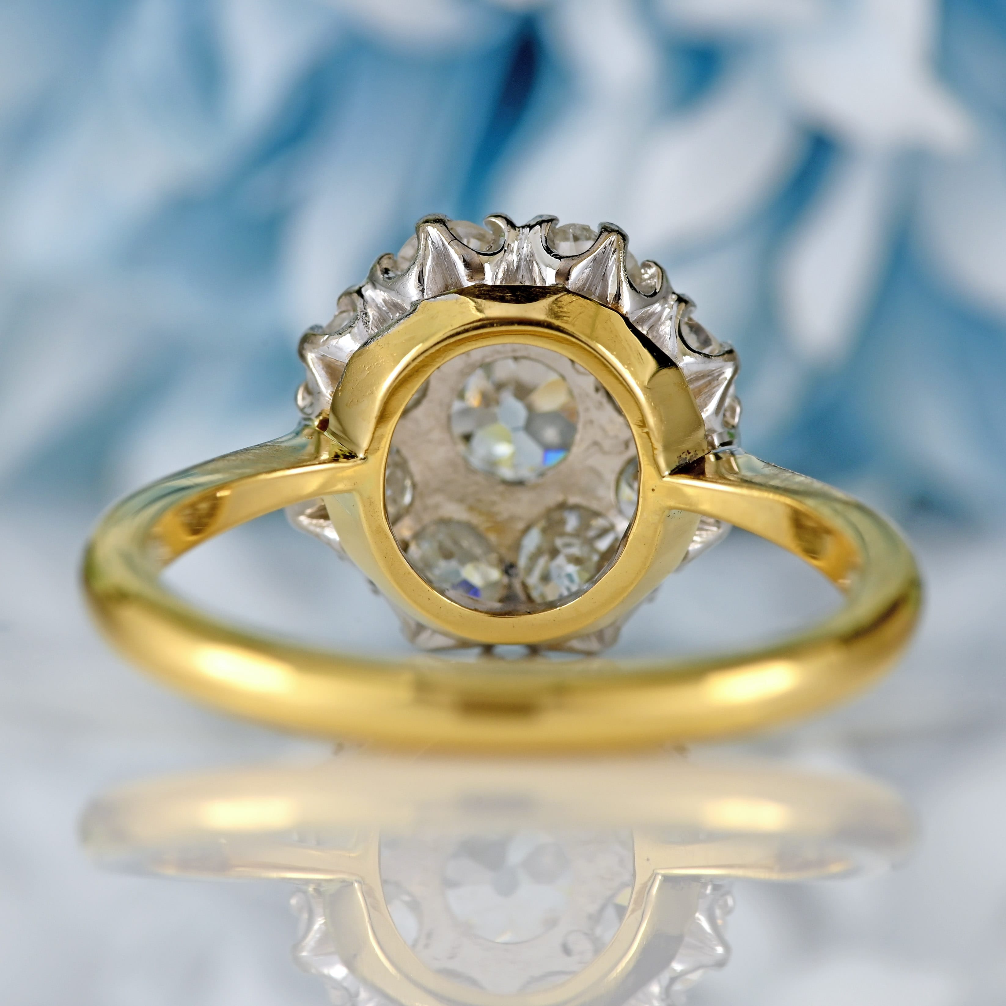 Ellibelle Jewellery Vintage 1989 Old-Mine-Cut Diamond 18ct Gold Cluster Ring (1.13cts)