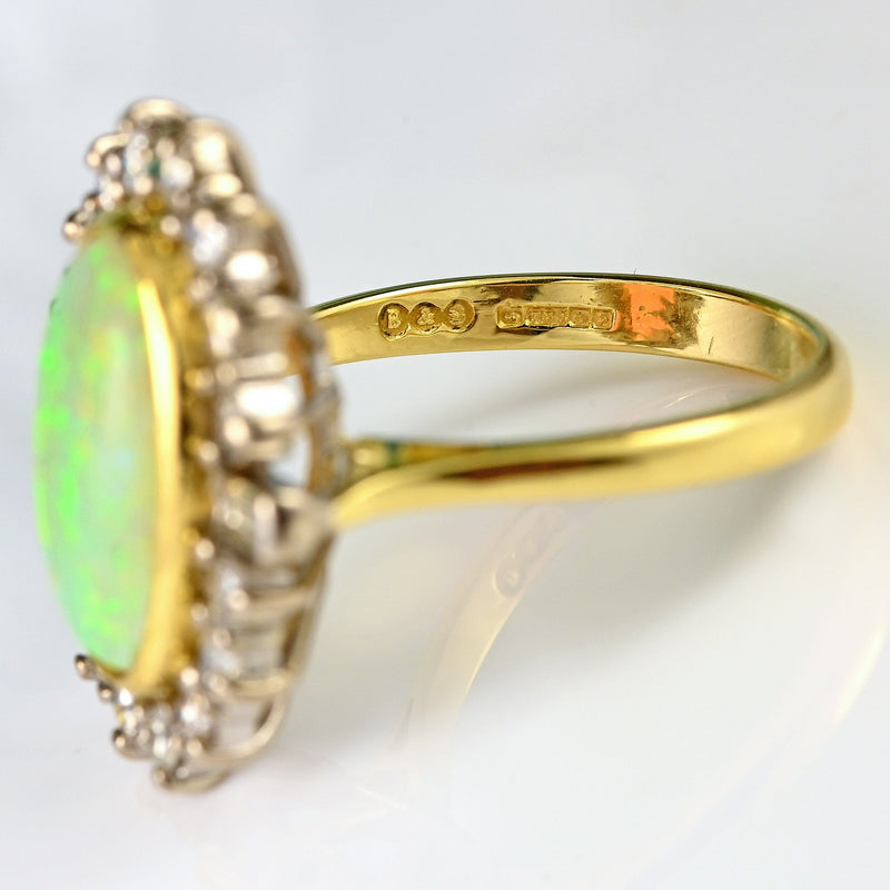 Ellibelle Jewellery Vintage 1989 Opal & Diamond 18ct Gold Cluster Ring (2.13ct)