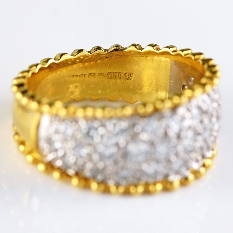 Ellibelle Jewellery Vintage 1989 Pavé Diamond 18ct Yellow Gold Wide Band Ring