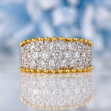 Ellibelle Jewellery Vintage 1989 Pavé Diamond 18ct Yellow Gold Wide Band Ring