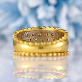 Ellibelle Jewellery Vintage 1989 Pavé Diamond 18ct Yellow Gold Wide Band Ring