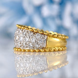 Ellibelle Jewellery Vintage 1989 Pavé Diamond 18ct Yellow Gold Wide Band Ring