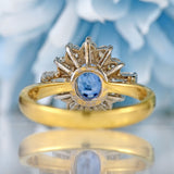 Ellibelle Jewellery Vintage 1989 Sapphire & Diamond 18ct Gold Cluster Engagement Ring (0.60cts)