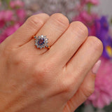 Ellibelle Jewellery Vintage 1989 Sapphire & Diamond 18ct Gold Cluster Engagement Ring (0.60cts)