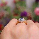 Ellibelle Jewellery Vintage 1989 Sapphire & Diamond 18ct Gold Cluster Engagement Ring (1.25cts)