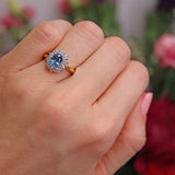 Ellibelle Jewellery Vintage 1989 Sapphire & Diamond 18ct Gold Cluster Engagement Ring (1.25cts)