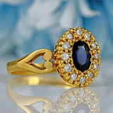 Ellibelle Jewellery Vintage 1989 Sapphire & Diamond 18ct Gold Cluster Engagement Ring