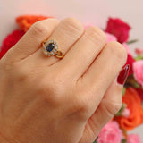 Ellibelle Jewellery Vintage 1989 Sapphire & Diamond 18ct Gold Cluster Engagement Ring