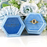 Ellibelle Jewellery Vintage 1989 Sapphire & Diamond 18ct Gold Cluster Engagement Ring