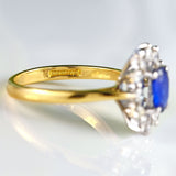 Ellibelle Jewellery Vintage 1989 Sapphire & Diamond 18ct Gold Cluster Ring
