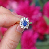 Ellibelle Jewellery Vintage 1989 Sapphire & Diamond 18ct Gold Cluster Ring