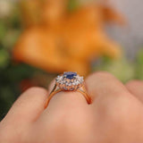 Ellibelle Jewellery Vintage 1989 Sapphire & Diamond 18ct Gold Cluster Ring