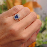 Ellibelle Jewellery Vintage 1989 Sapphire & Diamond 18ct Gold Cluster Ring