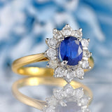 Ellibelle Jewellery Vintage 1989 Sapphire & Diamond 18ct Gold Cluster Ring