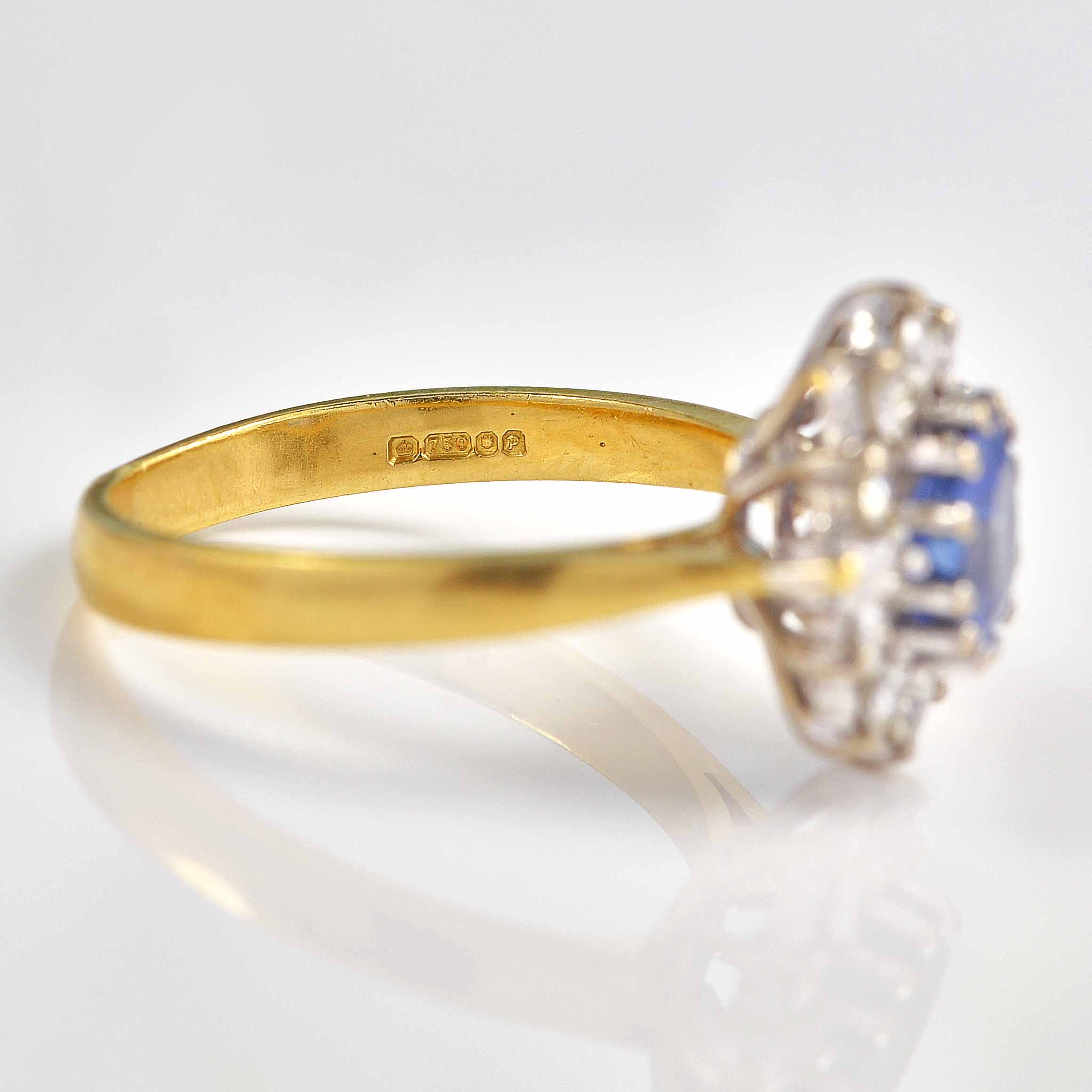 Ellibelle Jewellery Vintage 1989 Sapphire & Diamond 18ct Gold Cluster Ring