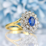 Ellibelle Jewellery Vintage 1989 Sapphire & Diamond 18ct Gold Cluster Ring