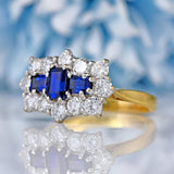 Ellibelle Jewellery Vintage 1989 Sapphire & Diamond 18ct Gold Cluster Ring