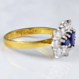 Ellibelle Jewellery Vintage 1989 Sapphire & Diamond 18ct Gold Cluster Ring